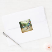 Fantasy Niedlich Pen Lake Swan Quadratischer Aufkleber (Umschlag)