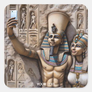Fantasy Niedlich Pharao and Selfie Quadratischer Aufkleber