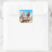 Fantasy Niedlich Pharaoh Pyramiden Ägypten Quadratischer Aufkleber (Tasche)