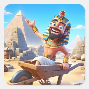 Fantasy Niedlich Pharaoh Pyramiden Ägypten Quadratischer Aufkleber