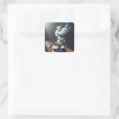 Fantasy Niedlich Phoenix Kaffeesrauchen Quadratischer Aufkleber (Tasche)