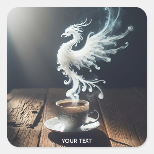 Fantasy Niedlich Phoenix Kaffeesrauchen Quadratischer Aufkleber (Vorderseite)