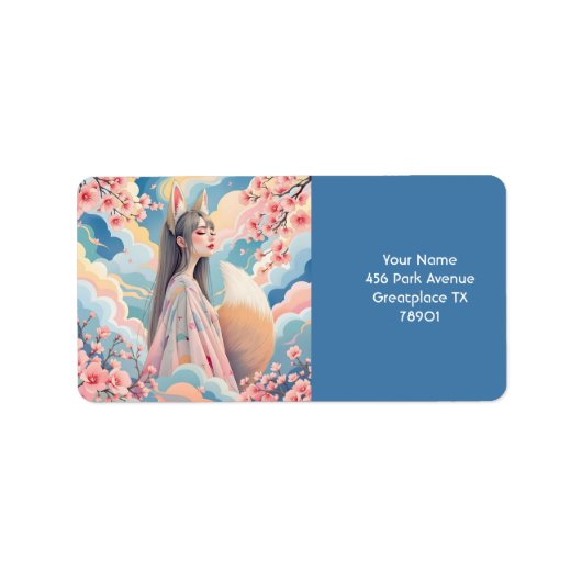 Fantasy Niedlich Pink Fox Lady Adressaufkleber (Vorne)
