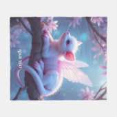 Fantasy Niedlich Pink Kreaturenwald Fleecedecke (Vorderseite (Horizontal))