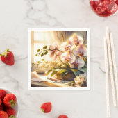 Fantasy Niedlich Pink Orchideen Wasserfarben Serviette (Beispiel)