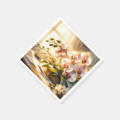 Fantasy Niedlich Pink Orchideen Wasserfarben Serviette (Ecke)