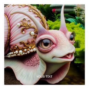 Fantasy Niedlich Pink Snail Pearls Poster
