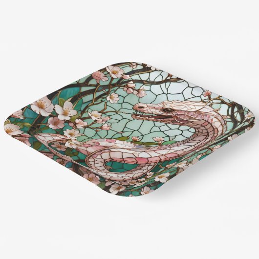 Fantasy Niedlich Pink Snake Sakura Pappteller (Gewinkelt)