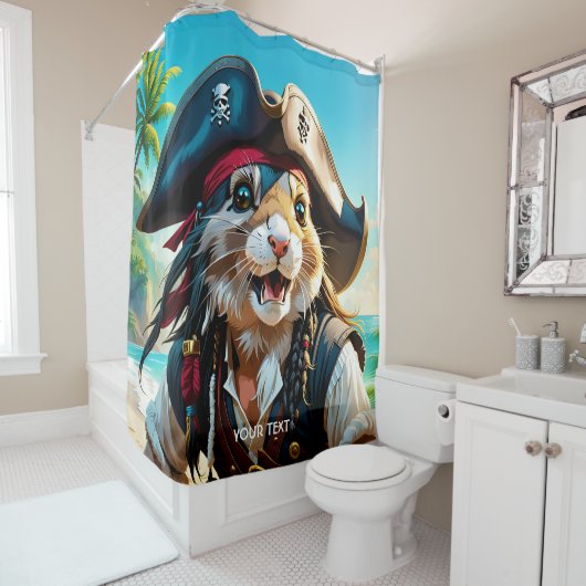 Fantasy Niedlich Pirate Cat Beach Duschvorhang (Beispiel)