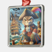 Fantasy Niedlich Pirate Cat Ship Ornament Aus Metall (Links)