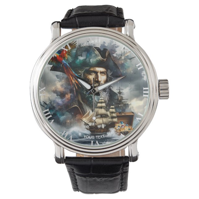 Fantasy Niedlich Pirate Sea Ship Armbanduhr (Vorderseite)