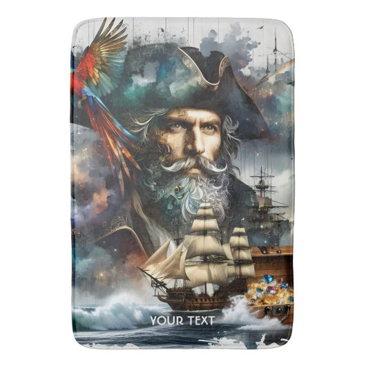 Fantasy Niedlich Pirate Sea Ship Badematte (Vorderseite Vertikal)