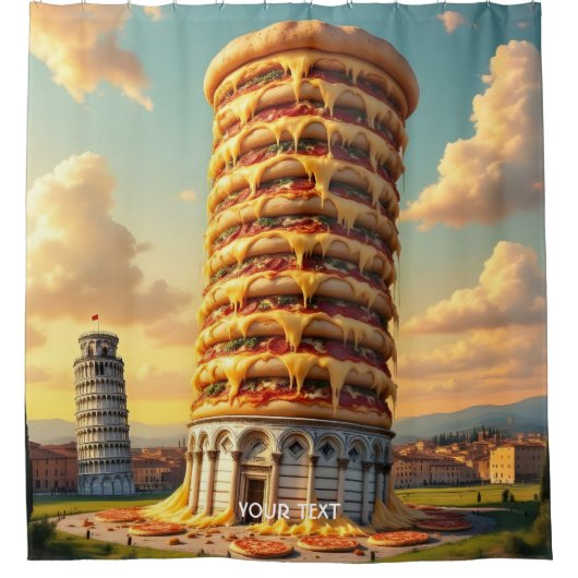 Fantasy Niedlich Pisa Tower Pizza Duschvorhang (Vorderseite)