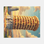 Fantasy Niedlich Pisa Tower Pizza Fleecedecke (Vorderseite (Horizontal))