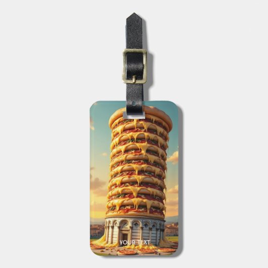 Fantasy Niedlich Pisa Tower Pizza Gepäckanhänger (Vorderseite vertikal)