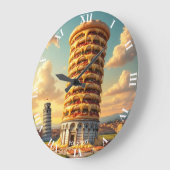 Fantasy Niedlich Pisa Tower Pizza Große Wanduhr (Winkel)
