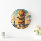 Fantasy Niedlich Pisa Tower Pizza Große Wanduhr (Zuhause)