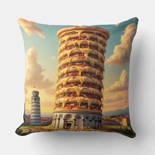Fantasy Niedlich Pisa Tower Pizza Kissen (Vorderseite)