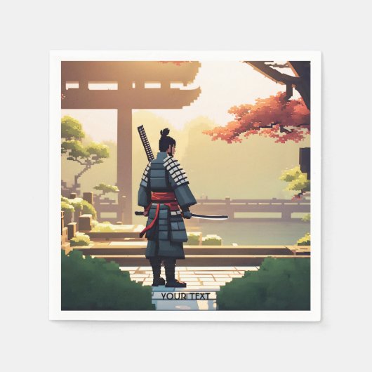 Fantasy Niedlich Pixel Art Samurai Serviette (Vorderseite)