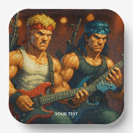Fantasy Niedlich pixized Rock Band Pappteller (Vorderseite)