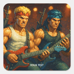 Fantasy Niedlich pixized Rock Band Quadratischer Aufkleber