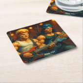Fantasy Niedlich pixized Rock Band Rechteckiger Pappuntersetzer (angewinkelt)