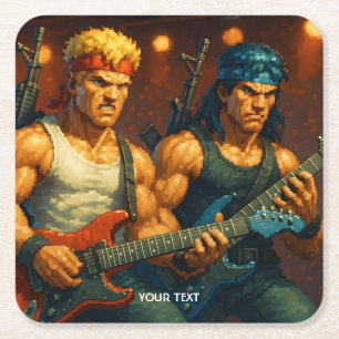 Fantasy Niedlich pixized Rock Band Rechteckiger Pappuntersetzer