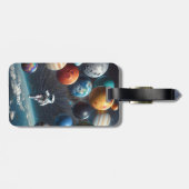 Fantasy Niedlich Planets Space Astronaut Gepäckanhänger (Rückseite horizontal)