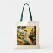 Fantasy Niedlich Pointillism Landscape River Tragetasche (Rückseite)