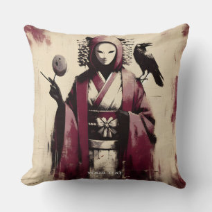 Fantasy Niedlich Porzellan Mask Raven Kissen