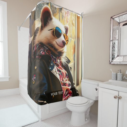 Fantasy Niedlich Possum Leather Jacket Duschvorhang (Beispiel)