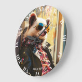 Fantasy Niedlich Possum Leather Jacket Große Wanduhr (Winkel)