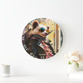 Fantasy Niedlich Possum Leather Jacket Große Wanduhr (Zuhause)
