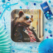 Fantasy Niedlich Possum Leather Jacket Pappteller (Party)