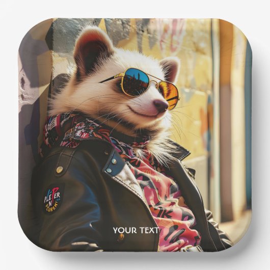 Fantasy Niedlich Possum Leather Jacket Pappteller (Vorderseite)