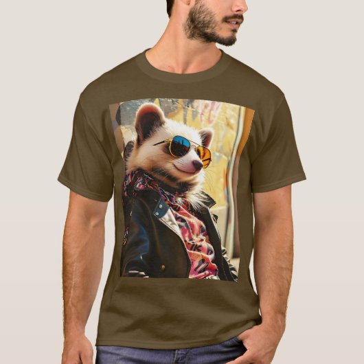 Fantasy Niedlich Possum Leather Jacket T-Shirt (Vorderseite)