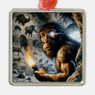 Fantasy Niedlich Prähistorische Menschenzeichnunge Ornament Aus Metall