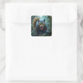 Fantasy Niedlich prähistorisches Eichhörnchen Quadratischer Aufkleber (Tasche)