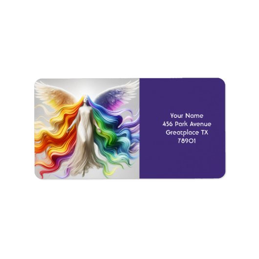 Fantasy Niedlich Pride Rainbow Angel Adressaufkleber (Vorne)