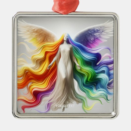 Fantasy Niedlich Pride Rainbow Angel Ornament Aus Metall (Vorne)