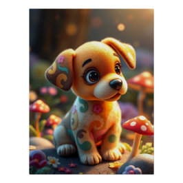 Fantasy niedlich Puppy Art Poster