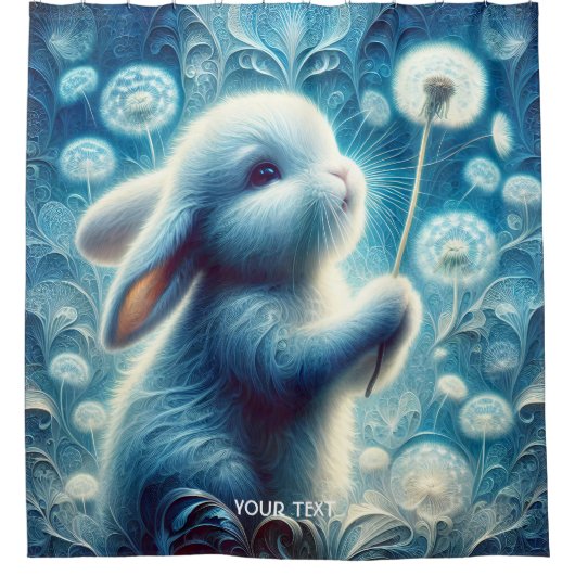 Fantasy Niedlich Rabbit Bunny Blume Duschvorhang (Vorderseite)