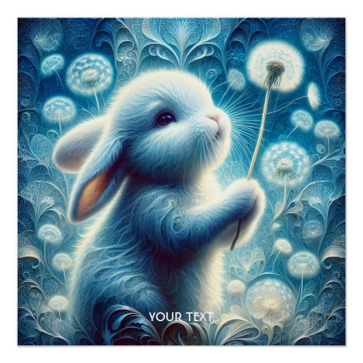 Fantasy Niedlich Rabbit Bunny Blume Poster (Vorderseite)