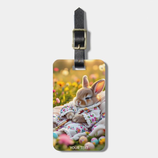 Fantasy Niedlich Rabbit Painter Blume Gepäckanhänger (Vorderseite vertikal)