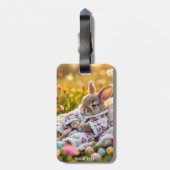 Fantasy Niedlich Rabbit Painter Blume Gepäckanhänger (Rückseite vertikal)