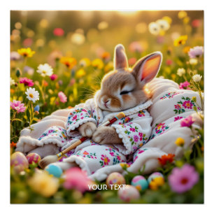 Fantasy Niedlich Rabbit Painter Blume Poster