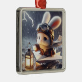 Fantasy Niedlich Rabbit Post Lantern Ornament Aus Metall (Rechts)
