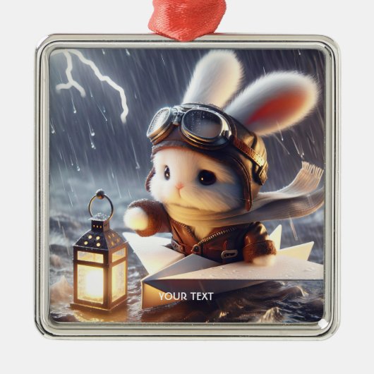 Fantasy Niedlich Rabbit Post Lantern Ornament Aus Metall (Vorne)