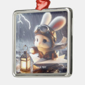 Fantasy Niedlich Rabbit Post Lantern Ornament Aus Metall (Links)
