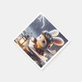 Fantasy Niedlich Rabbit Post Lantern Serviette (Ecke)